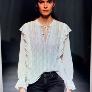 The Kooples Swiss dot ruffle blouse L